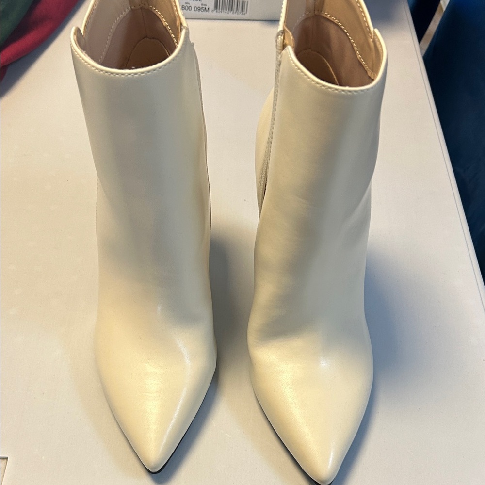 Nine West Cream Pointed Toe Ankle Booties